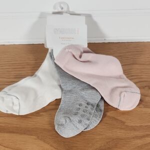 Gymboree Trio Socks - Pink, Gray, White With  Grip Bottom Nwt